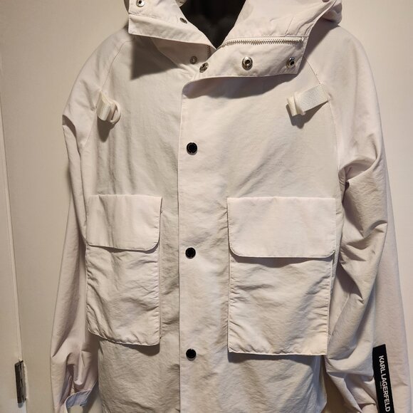 New KARL LAGERFELD windbreaker with huddy WHITE M